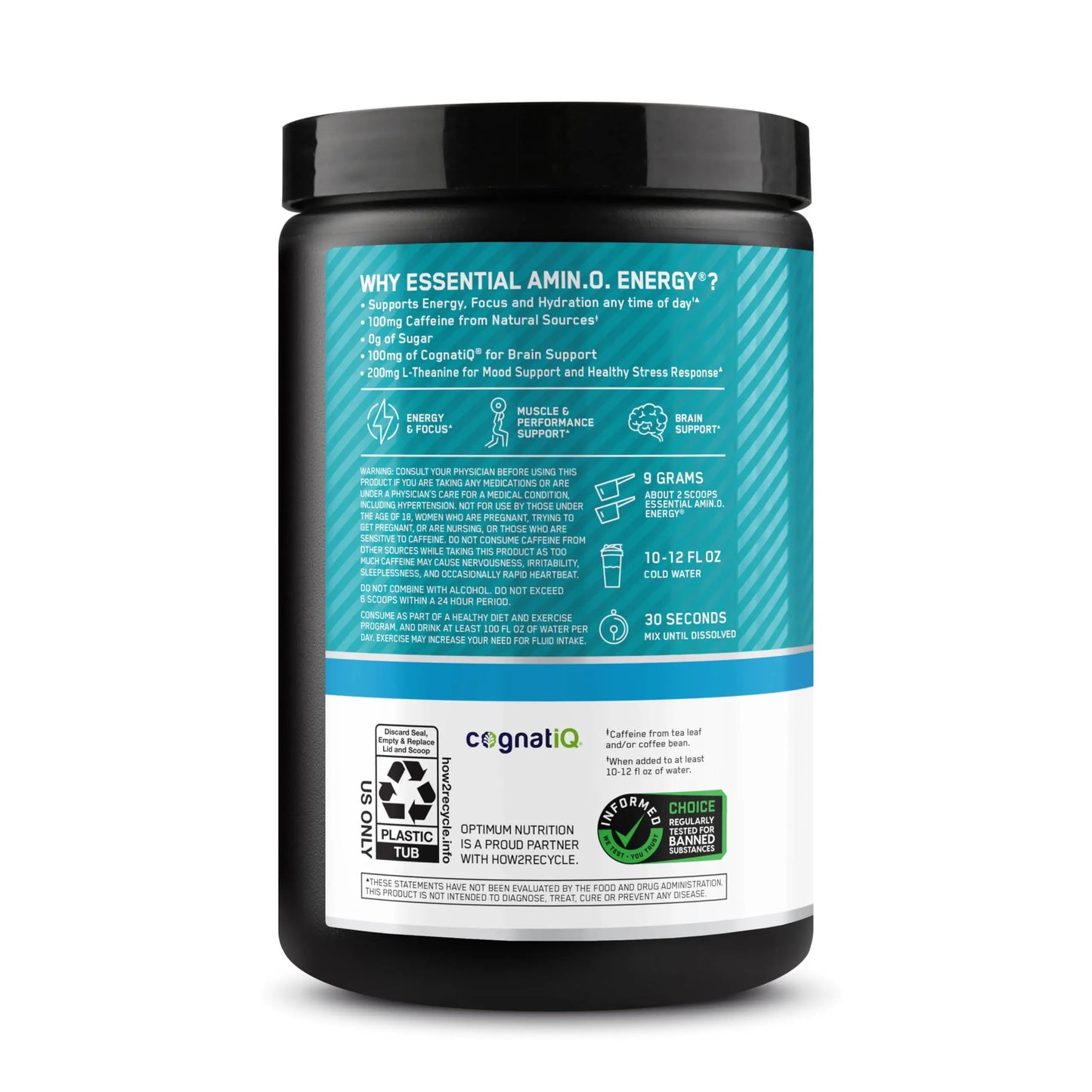 Optimum Nutrition Amino Energy Powder Plus Focus, with BCAA, Electrolytes, and Caffeine, Tropical Lemonade, 30 Servings (Packaging May Vary) Optimum Nutrition
