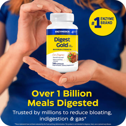 Enzymedica Digest Gold - Digestive Enzyme Supplement for Women & Men, Enzyme Capsules for Digestion, Gut Health Support, Helps Gas & Bloating, ATPro Energy Support, Enzymedica