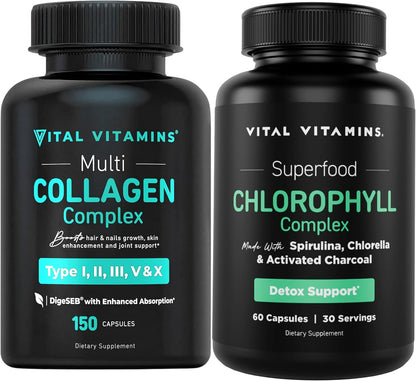 Vital Vitamins Multi Collagen Capsules + Chlorophyll Complex Capsules Gsupps Australia