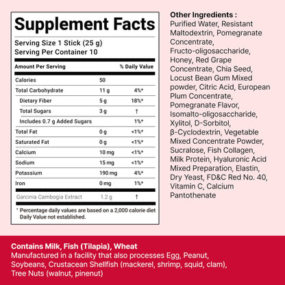FOODOLOGY Coleology Cutting Stick Jelly (Pomegranate) – Dietary Fiber Supplement for Healthy Weight Management, Chia Seeds & Garcinia Cambogia FOODOLOGY