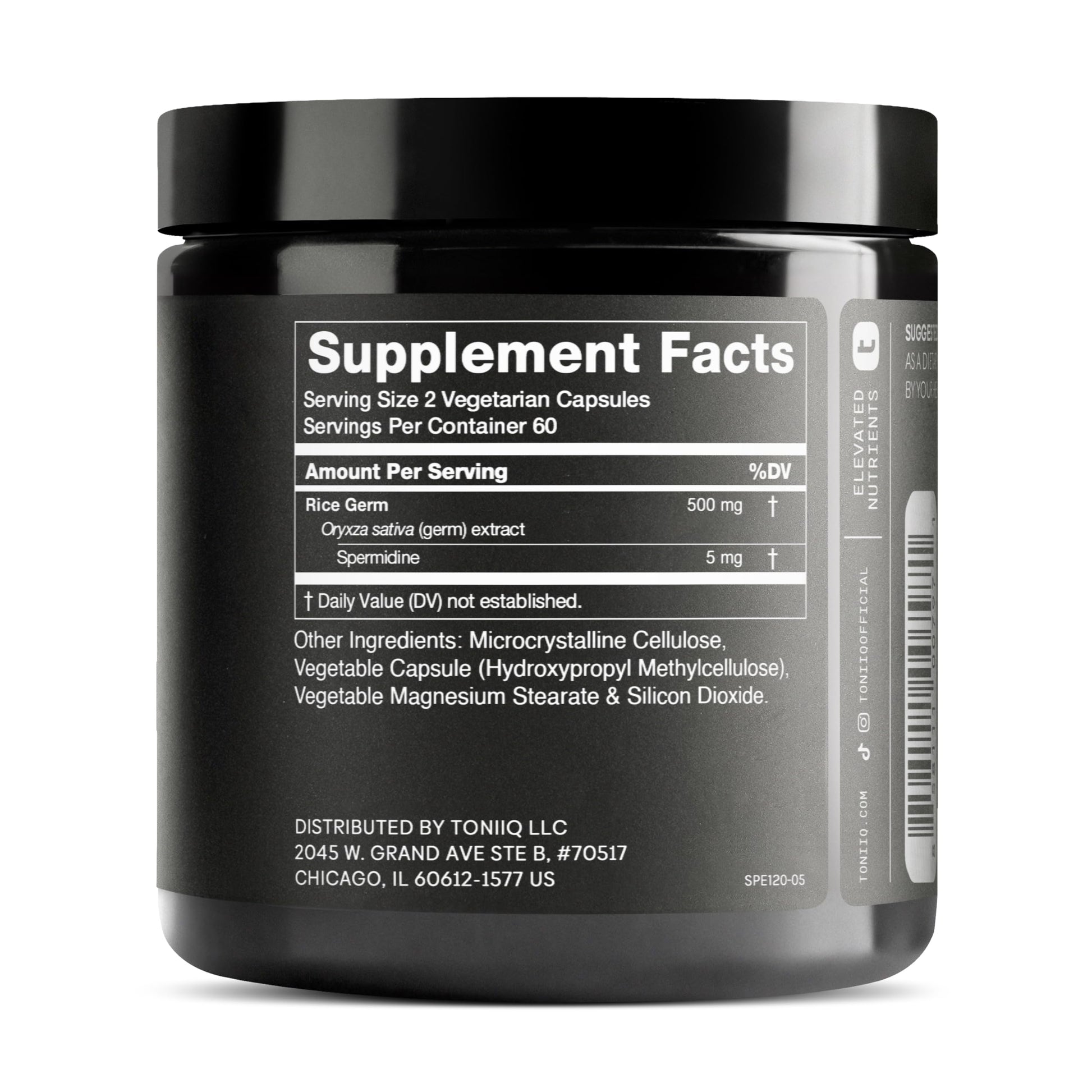 Toniiq Ultra Concentrated 500mg Spermidine Supplements for Men and Women - Non-Synthetic Spermidine Standardized to No Less Than 1% - 5mg per Serving Rice Germ Extract Toniiq buy australia supplements