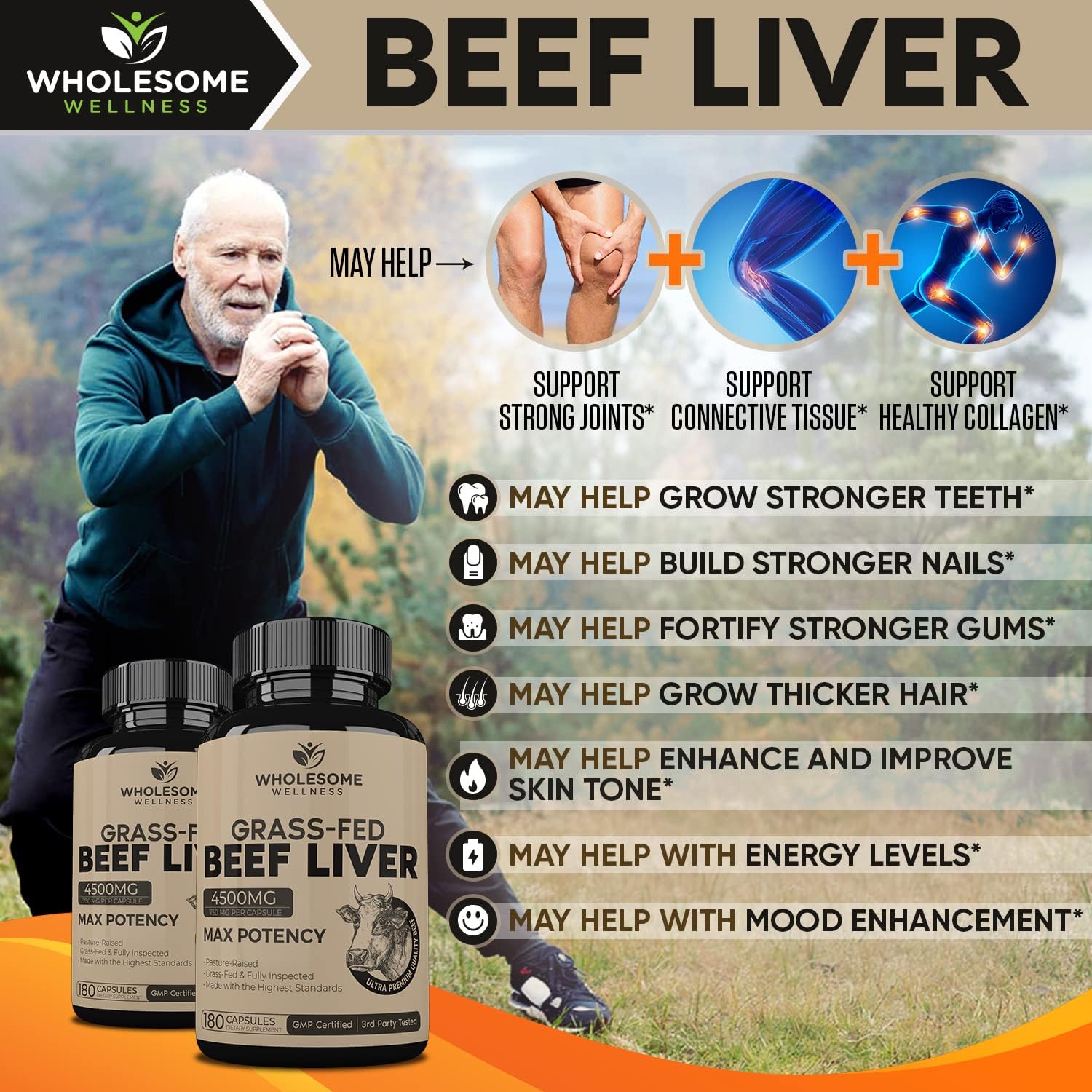 Grass Fed Desiccated Beef Liver Capsules (180 Pills, 750mg Each) + Liposomal Vitamin C Capsules (200 Pills 1500mg Buffered) High Absorption VIT C Bundle Gsupps Australia