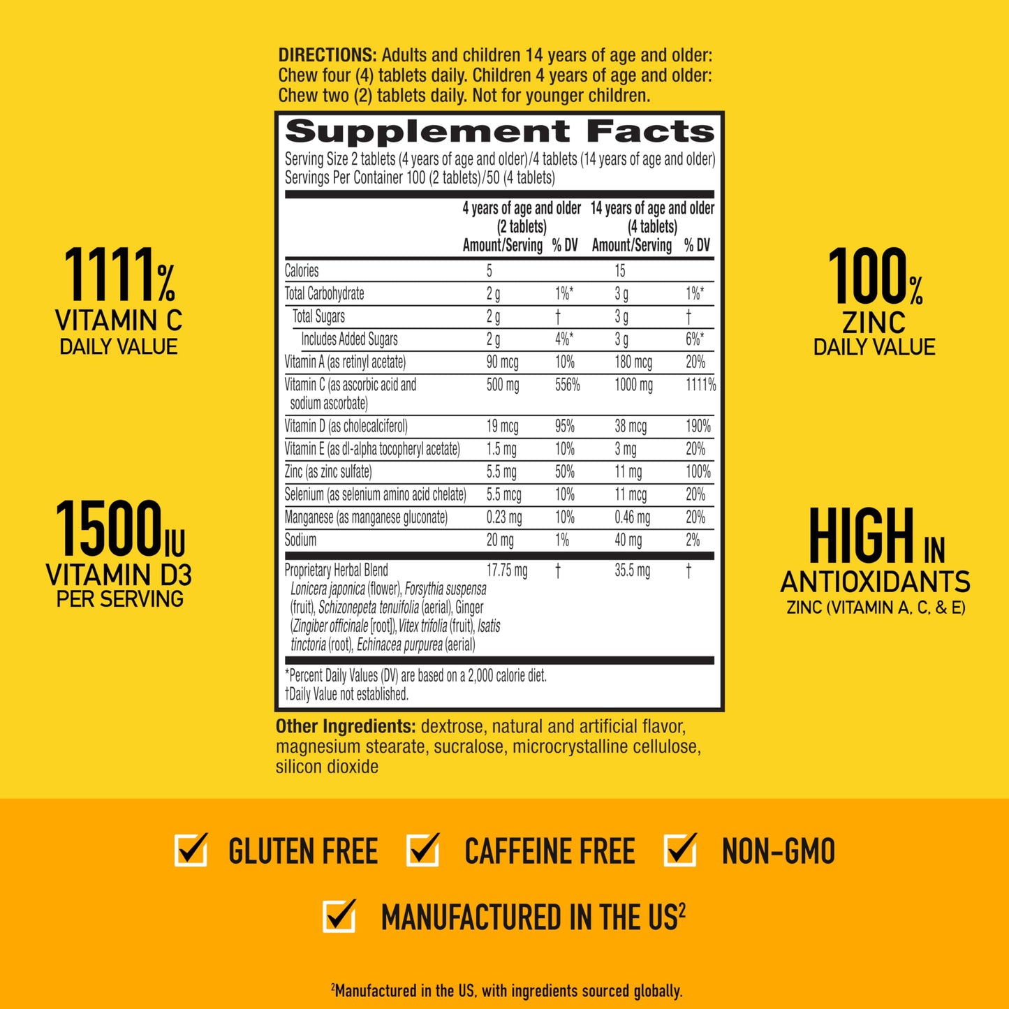 Airborne Vitamin C 1000mg (per Serving) - Citrus Chewable Tablets (116 Count in a Bottle), Gluten-Free Immune Support Supplement, with Vitamins A C E, Zinc, Selenium Airborne