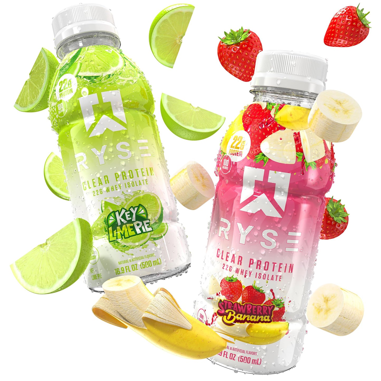 RYSE Clear Protein Drink - Variety Pack - 100 Calories, 22g Whey Isolate Protein Shake, Sugar-Free, 0g Fat & Lactose-Free - Refreshing Ready-to-Drink Beverage - 16.9 fl oz Bottles (12-Pack)
