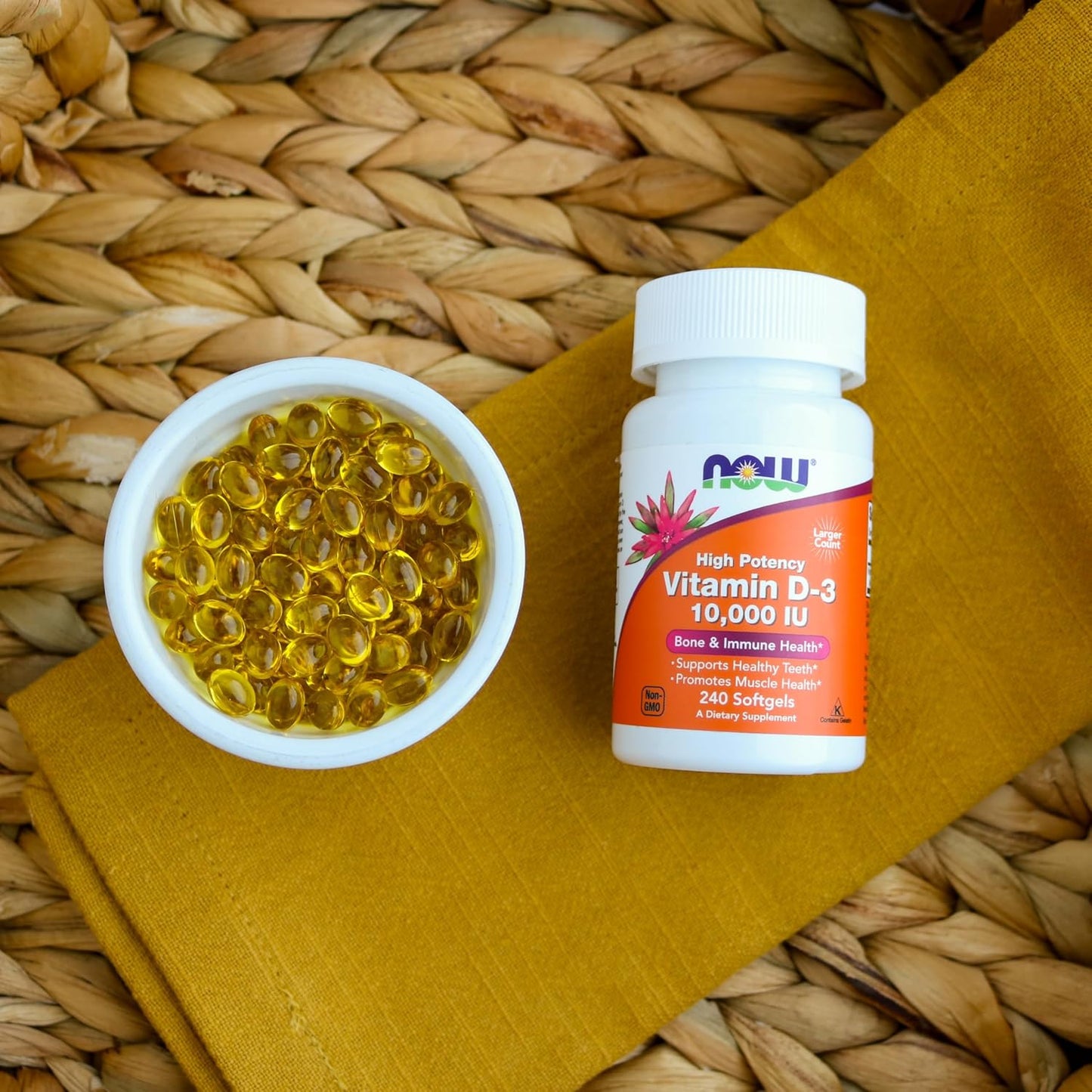 NOW Foods Supplements, Vitamin D-3 10,000 IU, Highest Potency, Structural Support*, 120 Softgels Gsupps Australia