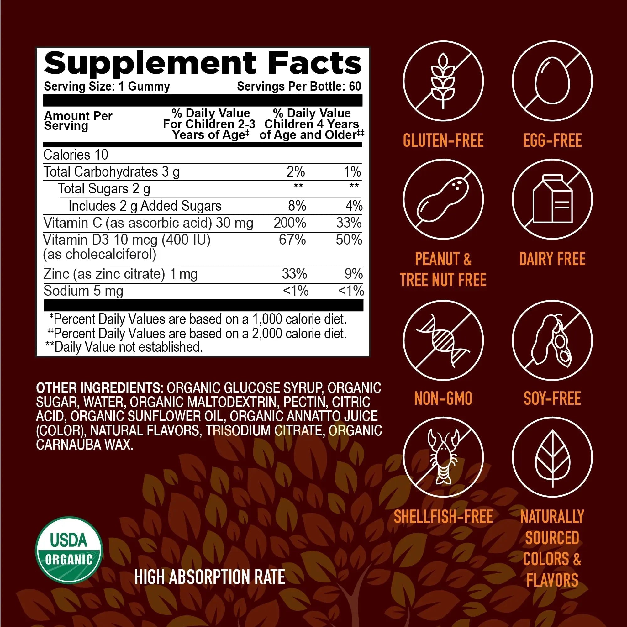 YUM-V'S Kids Strong Earth - Organic Immune Health Gummies with Vitamin C, Vitamin D3 Plus Zinc - Immune System Boost Zinc YUM-V'S buy australia supplements