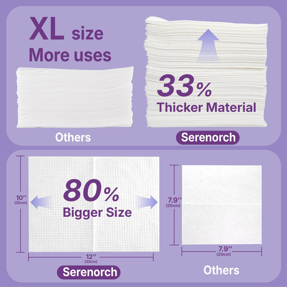 Serenorch Disposable Face Towels XL, 50 Count Serenorch
