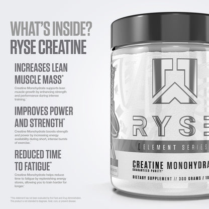 RYSE Creatine Monohydrate Powder - Unflavored - Supports Men & Women Lean Muscle Growth, Strength, Power, and Endurance - Helps Reduce Fatigue RYSE Up Supplements