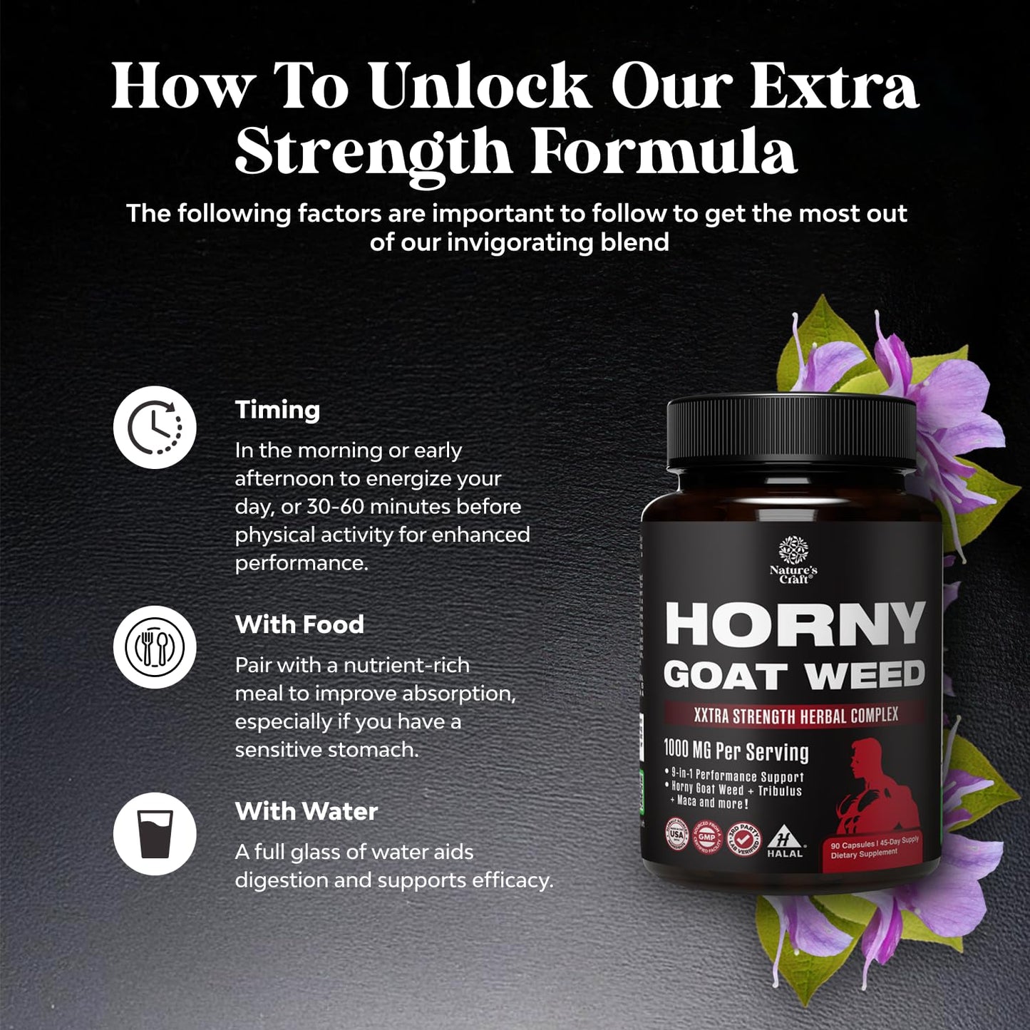 Horny Goat Weed for Men - Extra Strength Male Supplement with Black Maca Root, Tongkat Ali, Saw Palmetto & Panax Ginseng Extract for Stamina & Energy - 60 Count Gsupps Australia