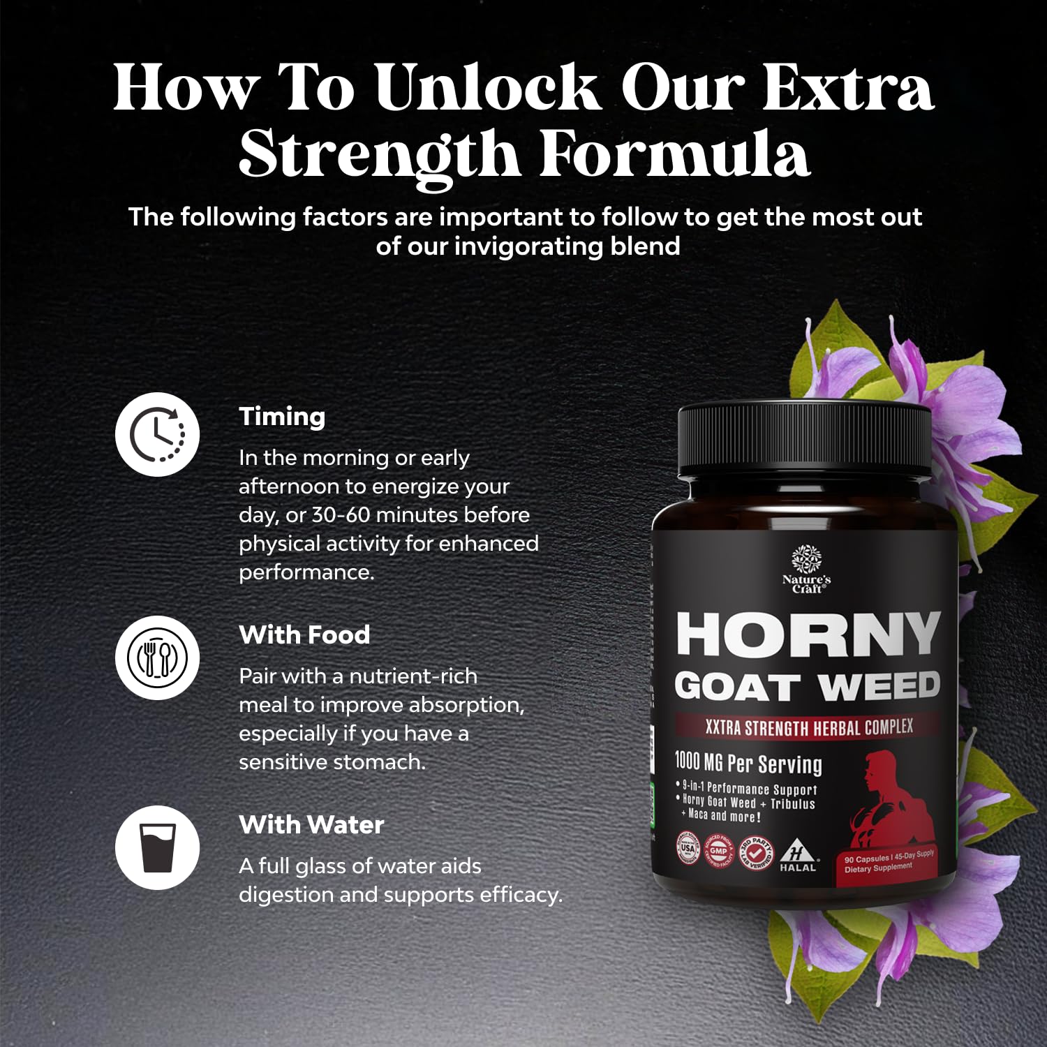 Horny Goat Weed for Men - Extra Strength Male Supplement with Black Maca Root, Tongkat Ali, Saw Palmetto & Panax Ginseng Extract for Stamina & Energy - 60 Count Gsupps Australia