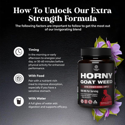 Horny Goat Weed for Men - Extra Strength Male Supplement with Black Maca Root, Tongkat Ali, Saw Palmetto & Panax Ginseng Extract for Stamina & Energy - 60 Count Gsupps Australia