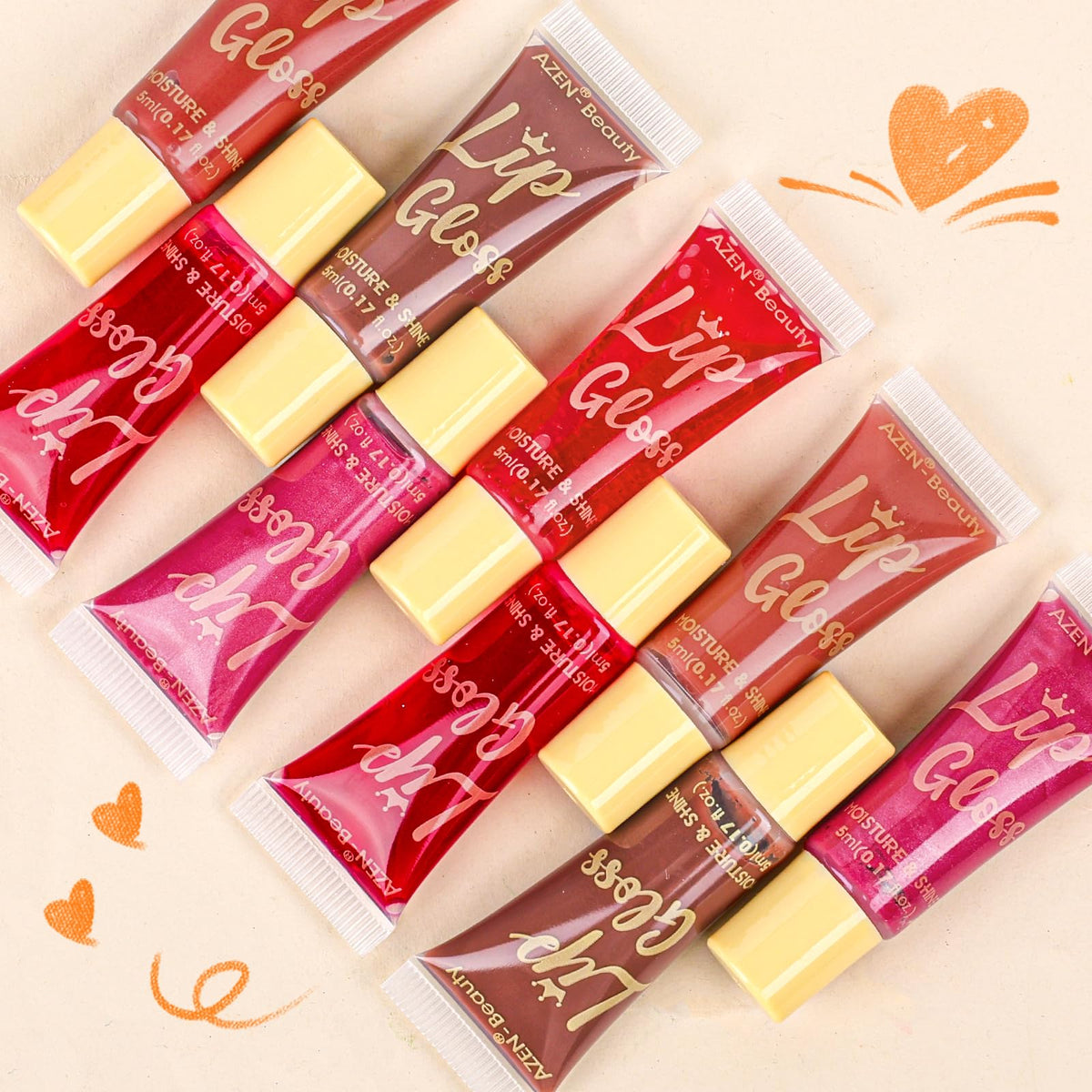 AZEN 24 Pack Lip Gloss Set, Color Lip Oil for Dry Cracked Lips Moisturizing Hydrating Nourishing with Vitamin E AZEN
