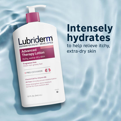 Lubriderm Advanced Therapy Hand & Body Lotion, Fragrance Free, 32 fl. oz Lubriderm