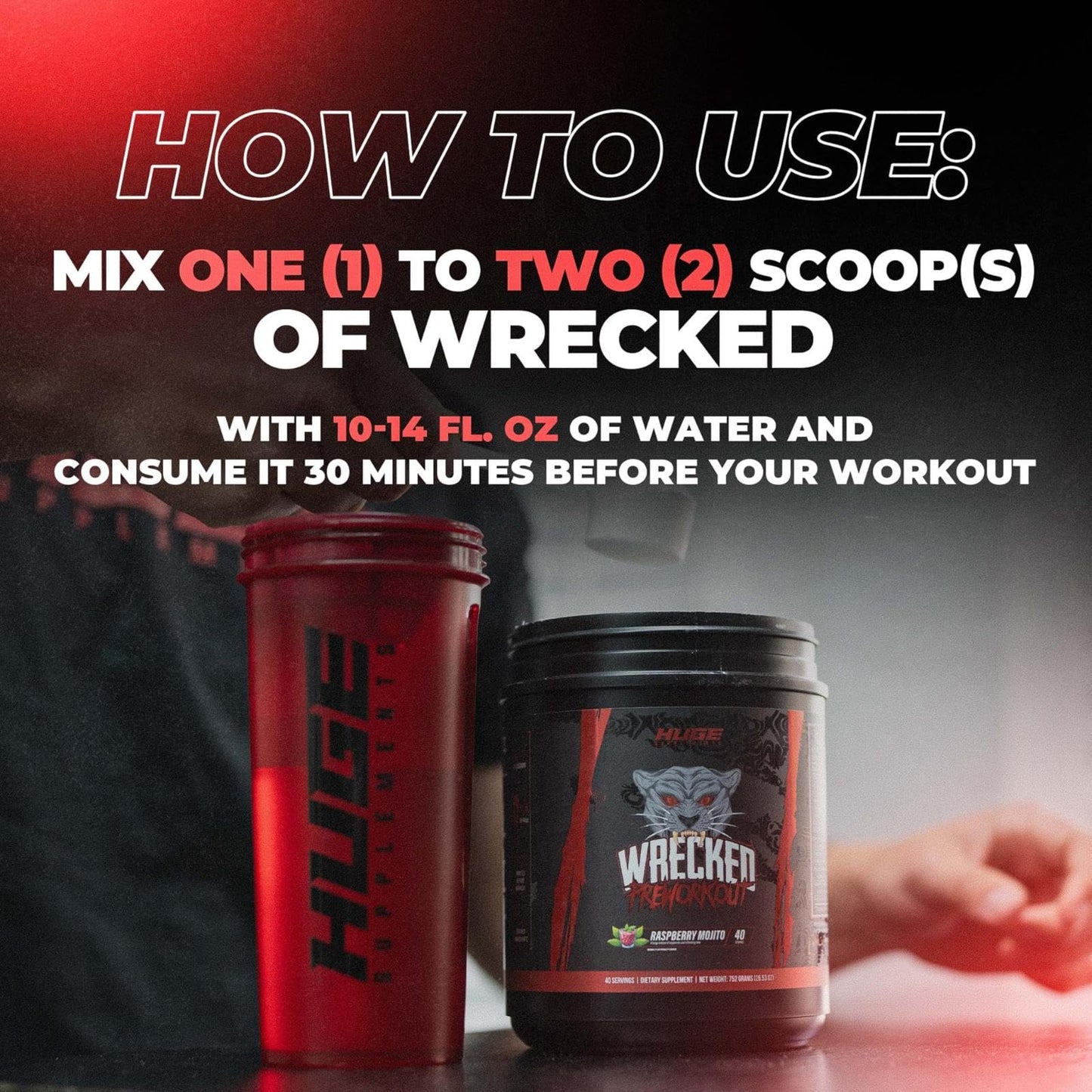 Wrecked Pre Workout Powder, Advanced Formula, Boosts Energy, Focus, Pumps & Performance, 10g L-Citrulline, 6.4g Beta Alanine, 5g Tyrosine, 1g Alpha GPC, 375mg Fast-Acting Caffeine & More (40 Servings)