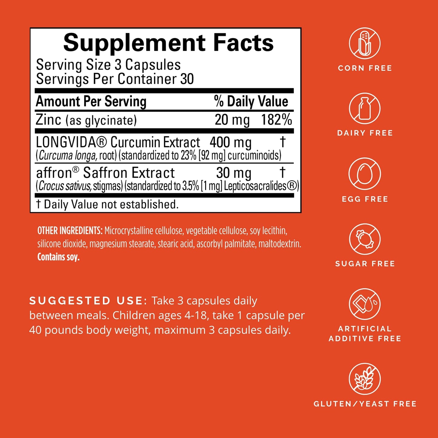 BRAINMD Dr Amen Happy Saffron Plus - 90 Capsules - with Saffron Flower Extract, Curcumin & Zinc - Vegan BRAINMD