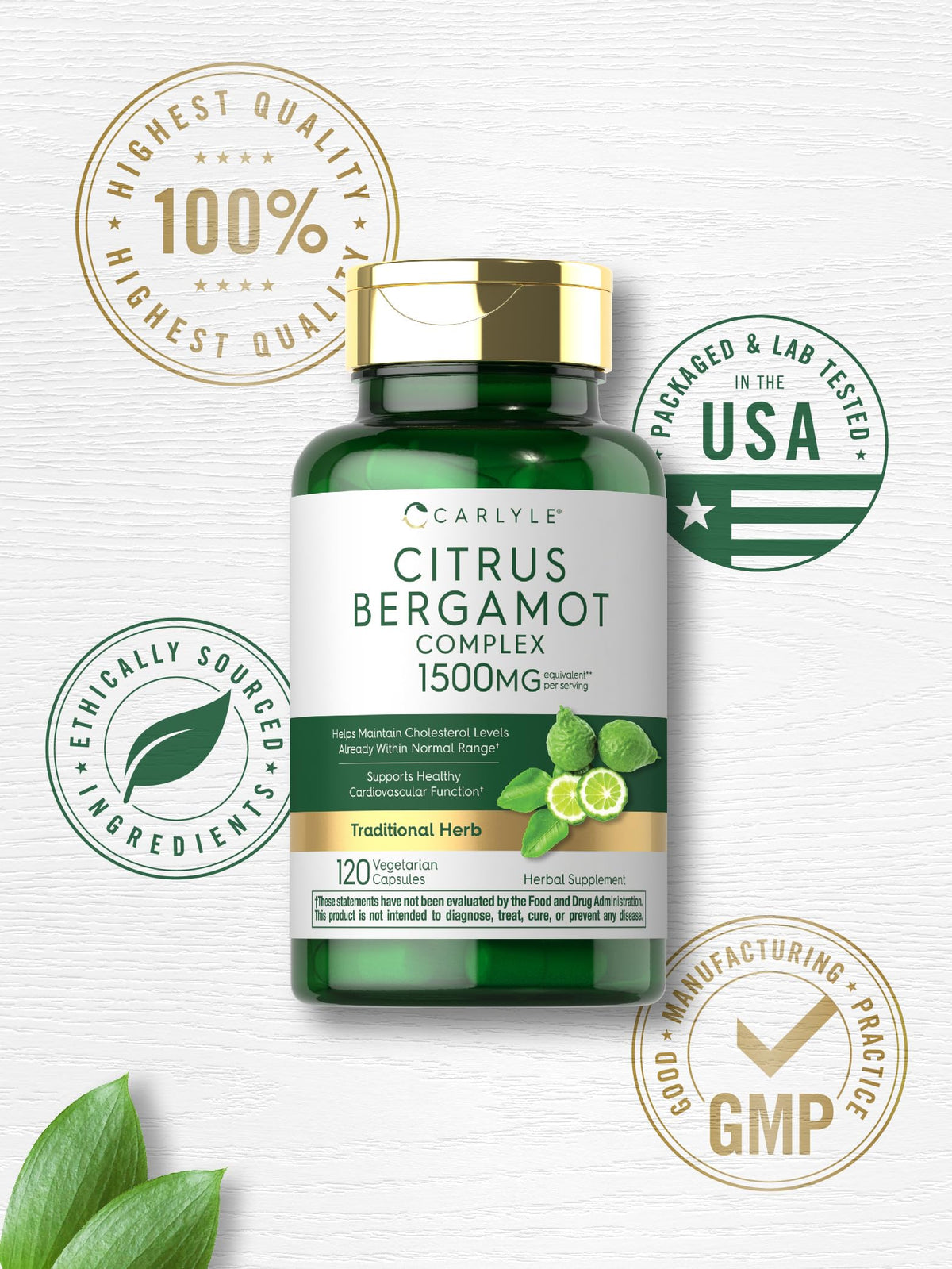 Carlyle Citrus Bergamot Supplement | Extract Complex | 120 Capsules | Non-GMO, Gluten Free Carlyle