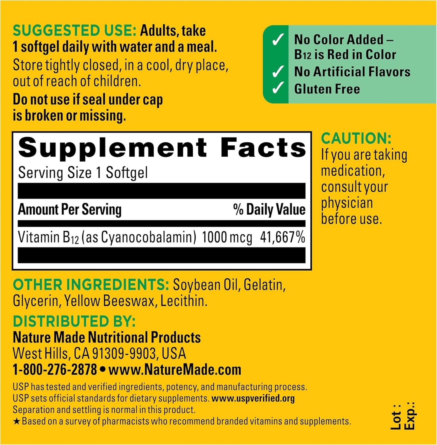 Nature Made Vitamin B12 1000 mcg, Energy Metabolism Support, 150 Softgels | B12 Vitamins 1000 mcg, Energy Metabolism Support Supplement for Women and Men, Gluten Free, 150 Day Supply Gsupps Australia
