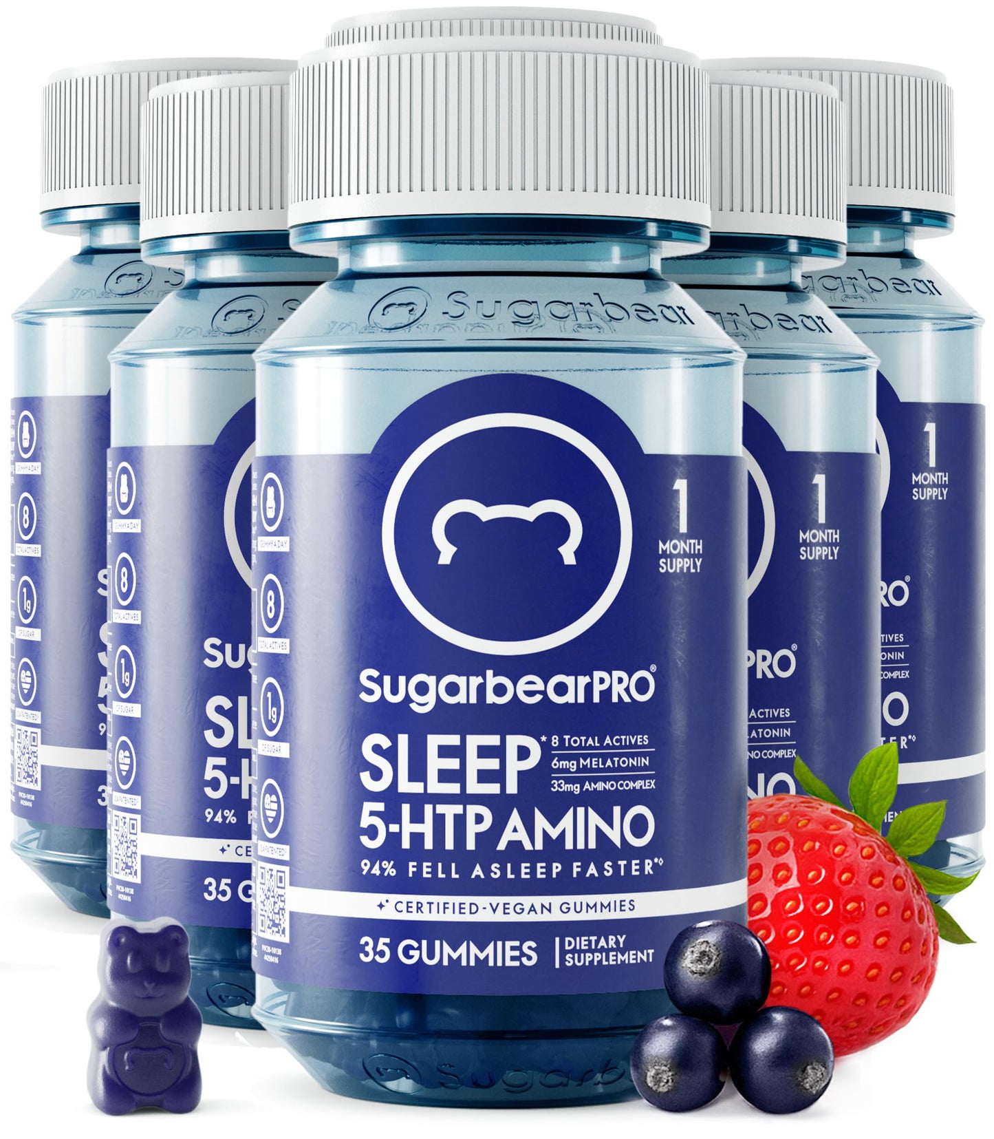 SugarBearPro Sleep Gummy 2 Month Supply, Extra Strength Melatonin 6mg, for Men & Women, Vegan Vitamin B6, L-Theanine, 5 HTP, Valerian, Sleep Aid for Adults & Teens, Certified Kosher