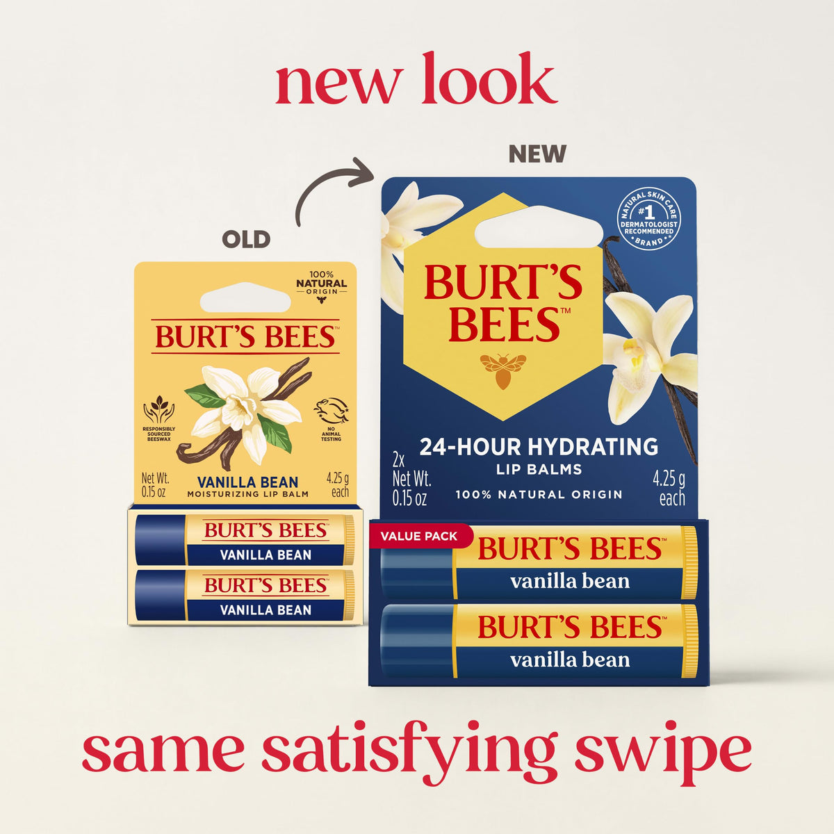 Burt's Bees Lip Balm - Vanilla Bean, Lip Moisturizer With Responsibly Sourced Beeswax, Tint-Free, Natural Origin Conditioning Treatment, 2 Tubes, 0.15 oz. Burt's Bees