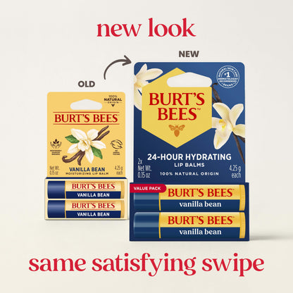 Burt's Bees Lip Balm - Vanilla Bean, Lip Moisturizer With Responsibly Sourced Beeswax, Tint-Free, Natural Origin Conditioning Treatment, 2 Tubes, 0.15 oz. Burt's Bees