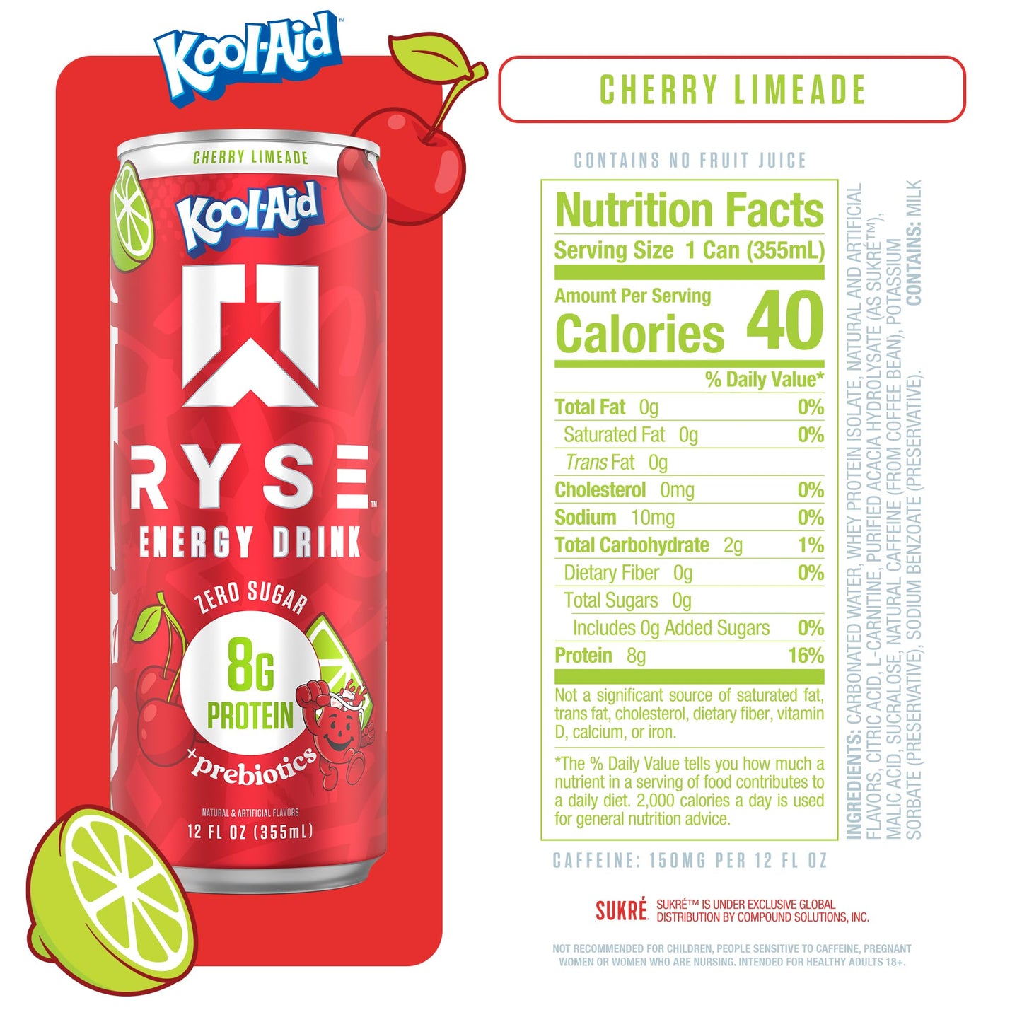 RYSE Functional Energy Drink - 5 Flavors Variety Pack - 150mg Natural Caffeine, 8g Whey Protein & 1g Prebiotics - Sugar Free, Gut-Friendly, Bloat-Free - 12 fl oz Cans (12-Pack)