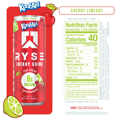 RYSE Functional Energy Drink - 5 Flavors Variety Pack - 150mg Natural Caffeine, 8g Whey Protein & 1g Prebiotics - Sugar Free, Gut-Friendly, Bloat-Free - 12 fl oz Cans (12-Pack)