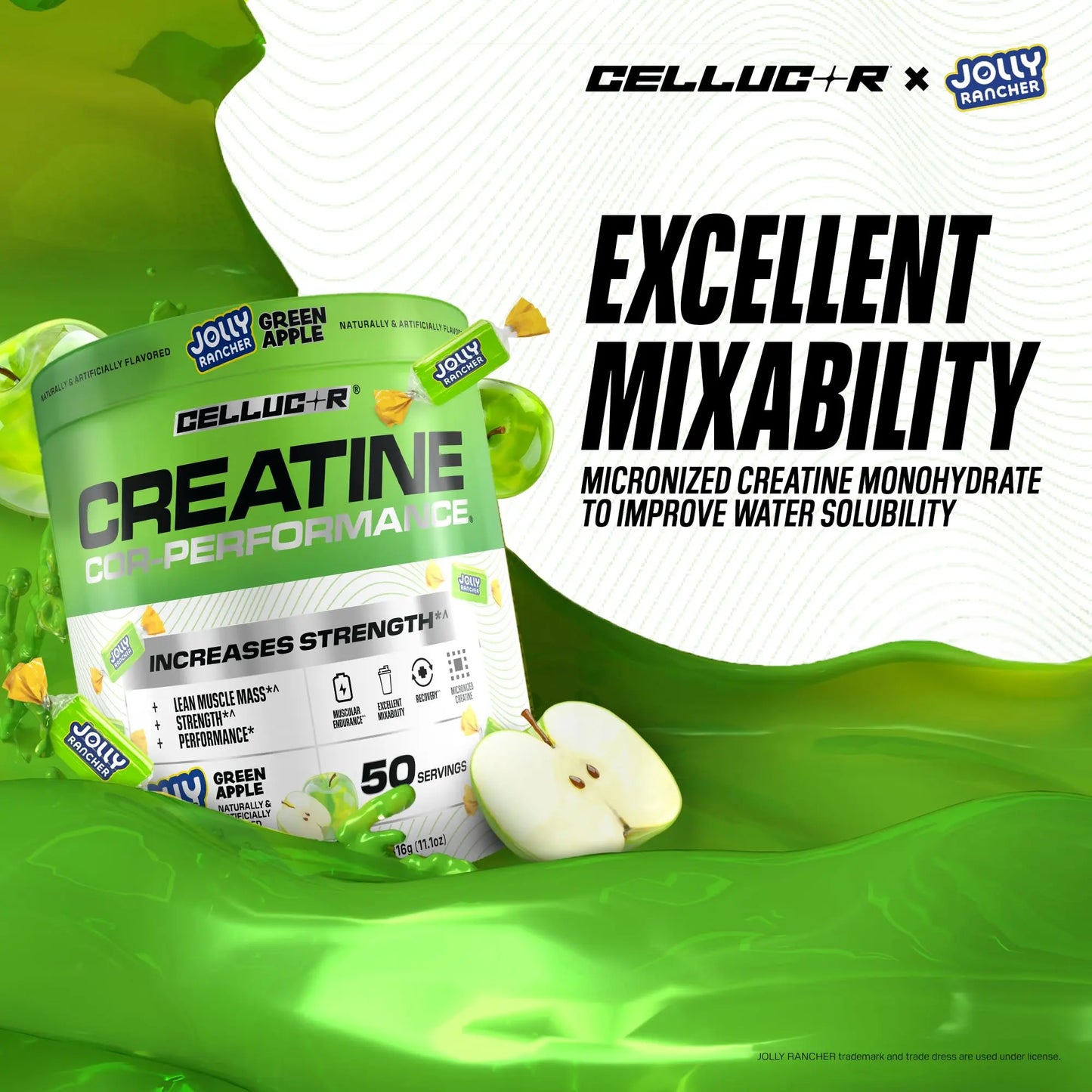 Cellucor Creatine Powder, Jolly Rancher Green Apple - Increases Strength, Lean Muscle Mass & Endurance, Micronized Creatine for Fast Absorption, Cellucor