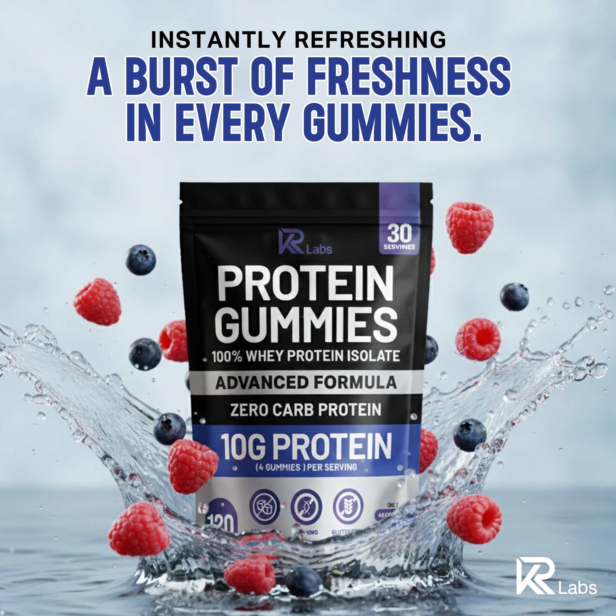 KR Labs Zero Carb 100% Pure Whey Isolate Protein Gummies | 300g Total Protein per Bag | 10g per Serving Plant Based with Vitamins for Men & Women KR Labs buy australia supplements