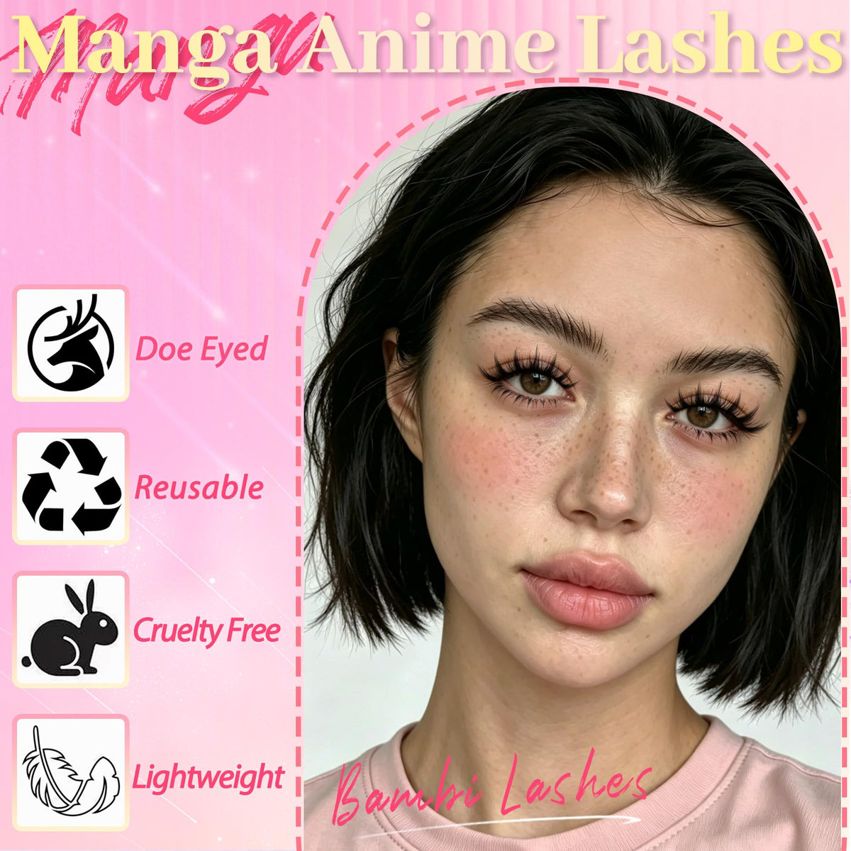 Ahrikiss Lashes Manga Lashes Spiky Anime False Eyelashes (Doll) Ahrikiss