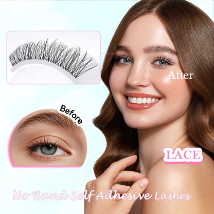 GAQQI Self Adhesive Eyelash Clusters, Natural Pre Glued Lashes 10-16mm,LACE GAQQI
