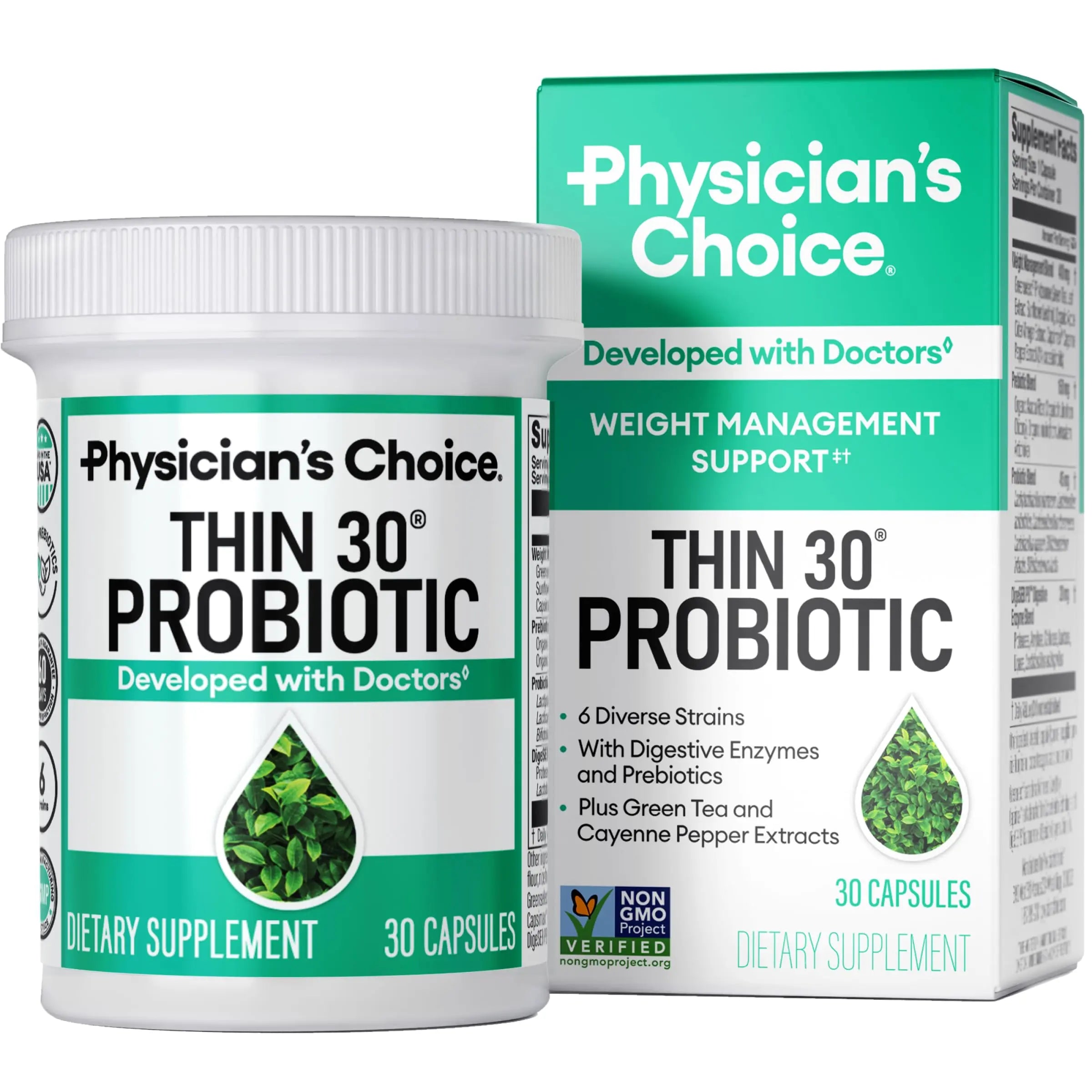 Physician's CHOICE Probiotics for Weight Management & Bloating - 6 Probiotic Strains - Prebiotics - Key ingredient Cayenne - Supports Gut Health - Weight Management for Women & Men - Green Tea - 30 CT Physician's CHOICE buy australia supplements