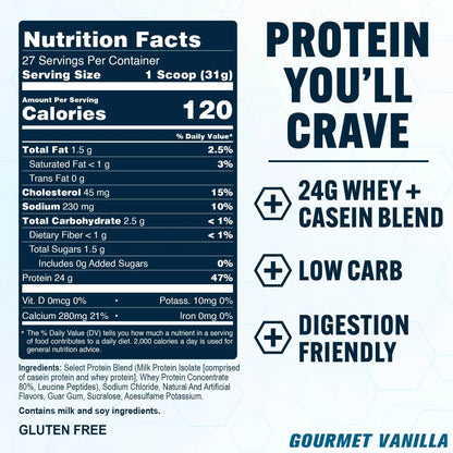 PEScience Select Protein Powder, Whey and Casein Blend, Lean Protein Powder for Women and Men, Low Calorie, Low Carb, Keto Friendly, Gluten Free, Gourmet Vanilla - 27 Servings PEScience