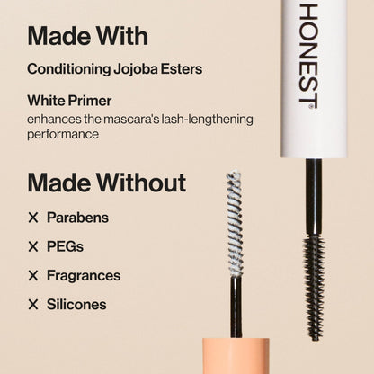 Honest Beauty 2-in-1 Extreme Length Clean Mascara, Primer, Black, .27 fl oz Honest Beauty