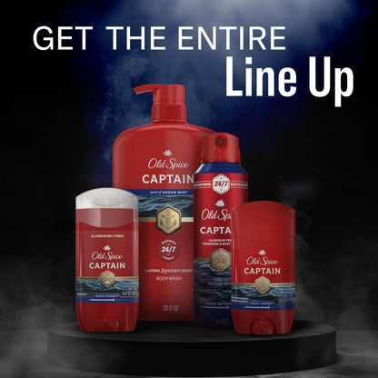 Old Spice Refreshing Body Wash for Men, 3X Defense, 24/7 Shower Fresh with Long Lasting Scent, Red Collection, Captain with Bergamot Scent, 33.4 oz Old Spice