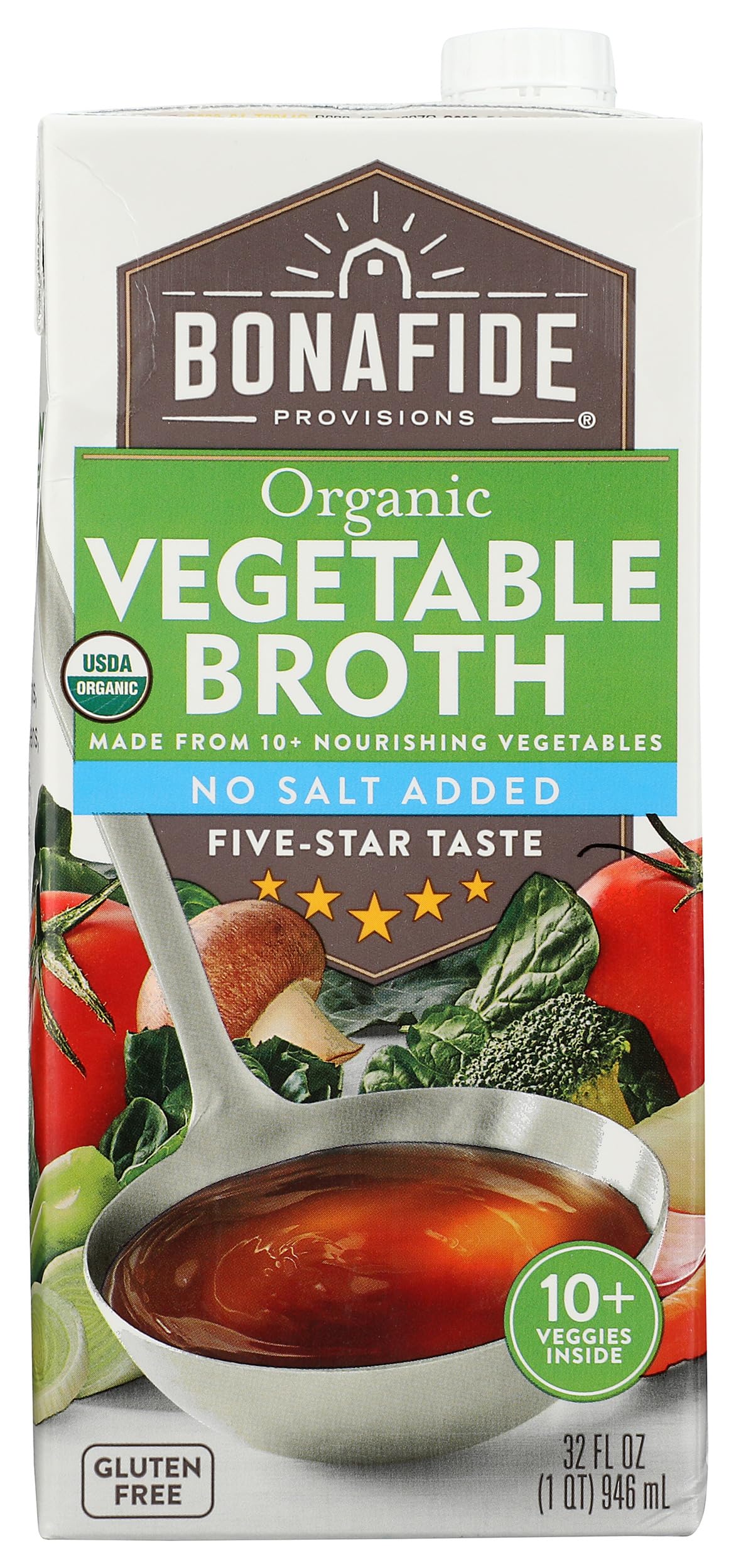 BONAFIDE PROVISIONS Organic No Salt Added Vegetable Broth, 32 FZ Bonafide Provisions buy australia supplements