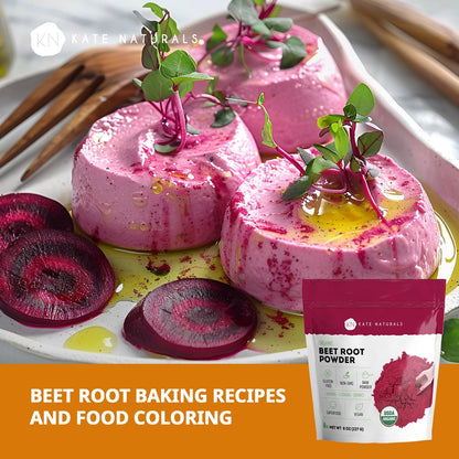 Kate Naturals Organic Beet Root Powder for Smoothies, Baking & Juice. Raw Beetroot Superfood & Natural Red Food Coloring Kate Naturals