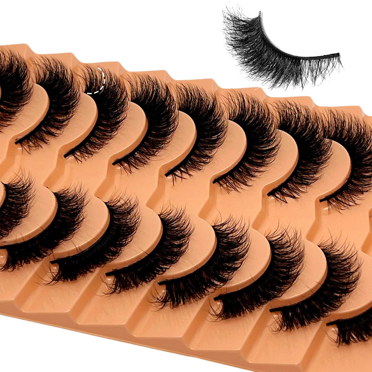 VOCOAK Cat Eye Lashes Mink Wispy Short Fluffy Strip Eyelashes Natural Look VOCOAK