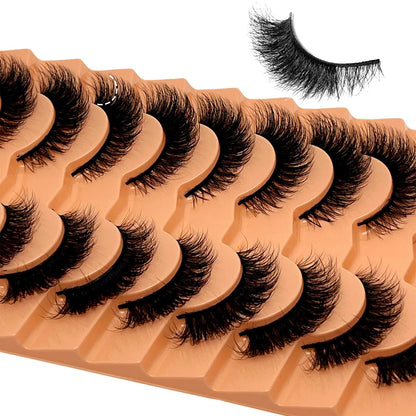 VOCOAK Cat Eye Lashes Mink Wispy Short Fluffy Strip Eyelashes Natural Look VOCOAK