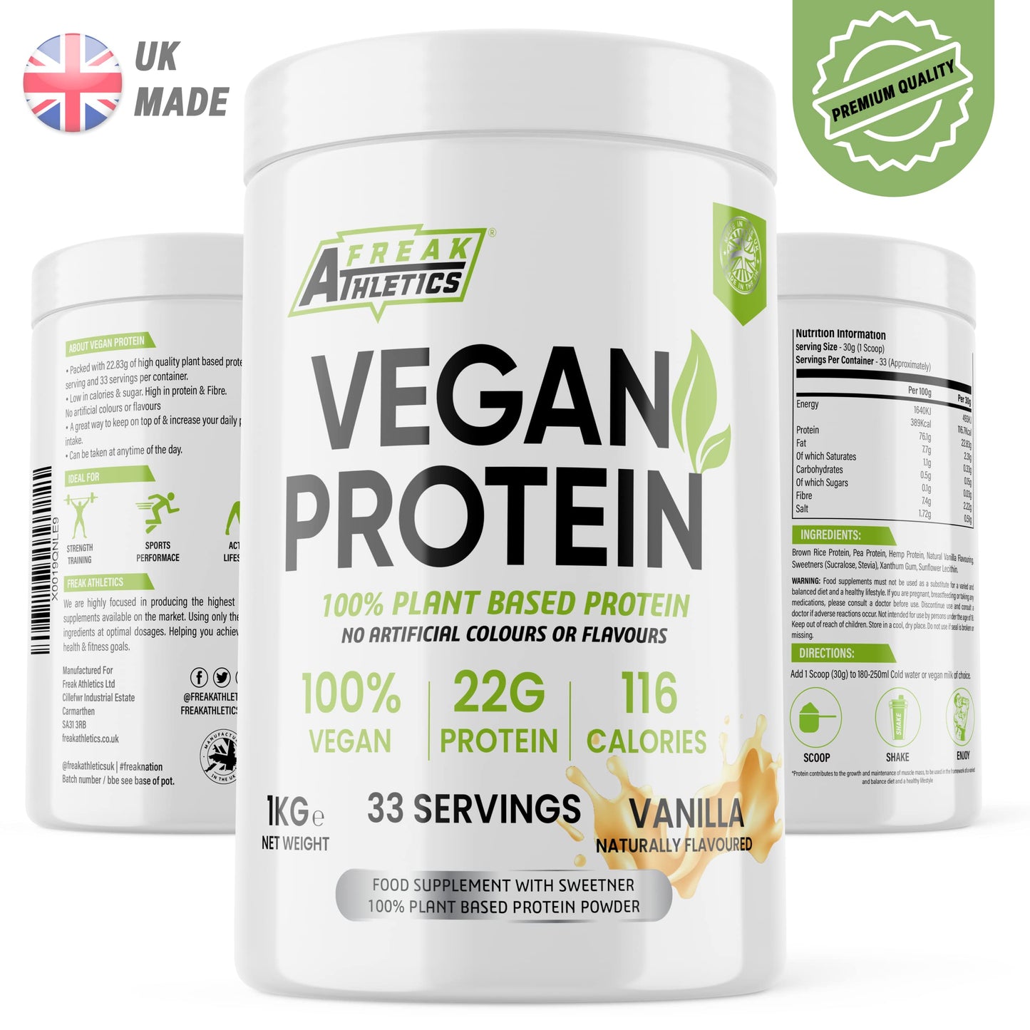 Vegan Protein Powders - Plant Based Vegan Protein Powder 1kg Soy Free Protein Powder Freak AthleticsBuy Supplements Australia