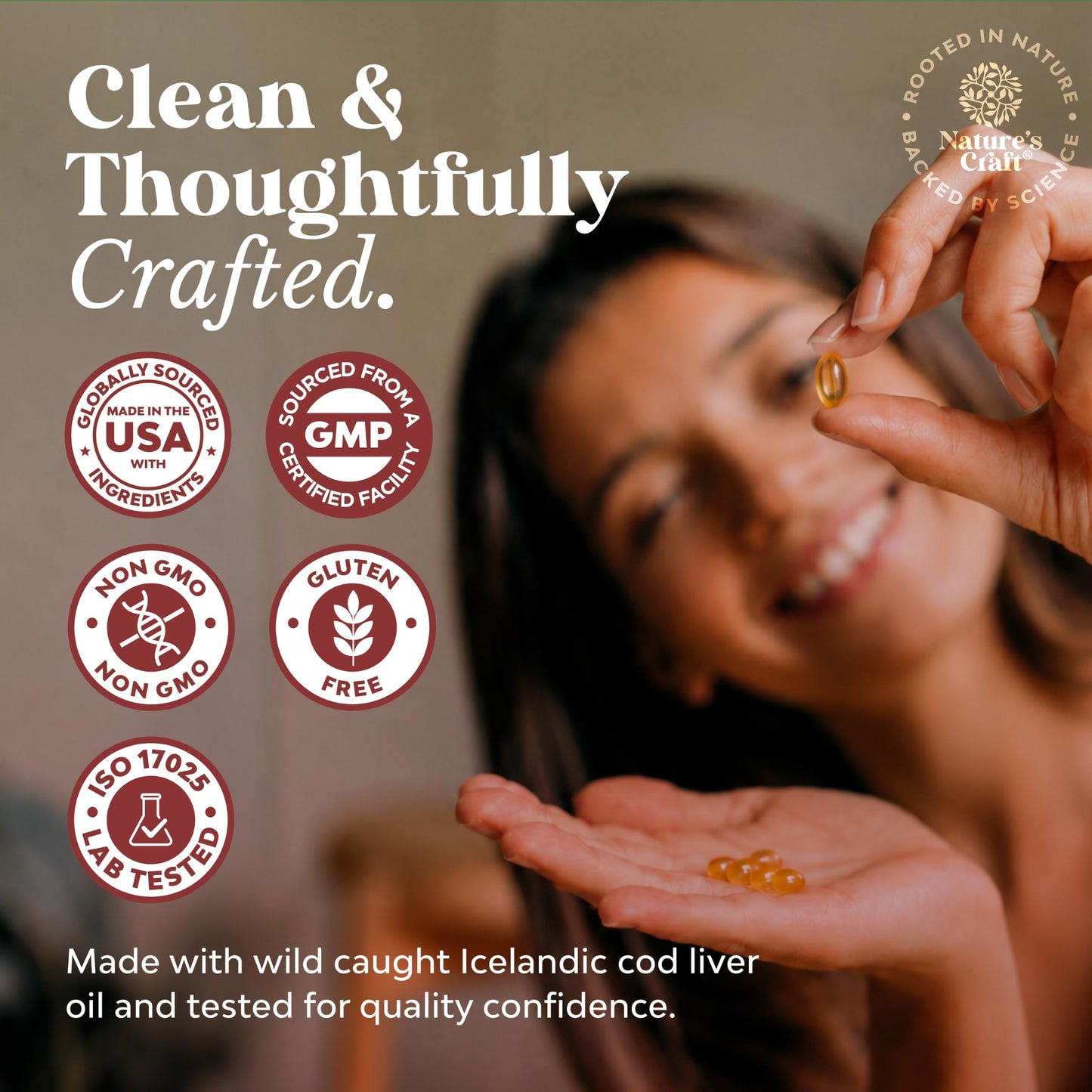 Cod Liver Oil Capsules, Omega 3 Fish Oil, 100 Mini Softgels | 1,000 mg per 2-softgel serving with 240 mg total omega-3s, EPA & DHA, vitamins A & D3, from wild-caught Icelandic cod Gsupps Australia