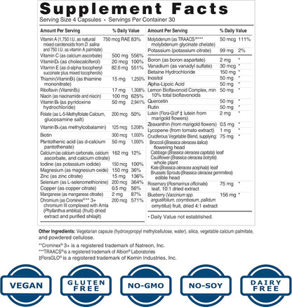 Advanced Bionutritionals Healthy Resolve Multivitamin 40 Nutrients with Lutein, Lycopene, B Vitamins, D3, Calcium Citrate & Antioxidants – Eye, Heart, Brain & Immune Support – 60 Capsules