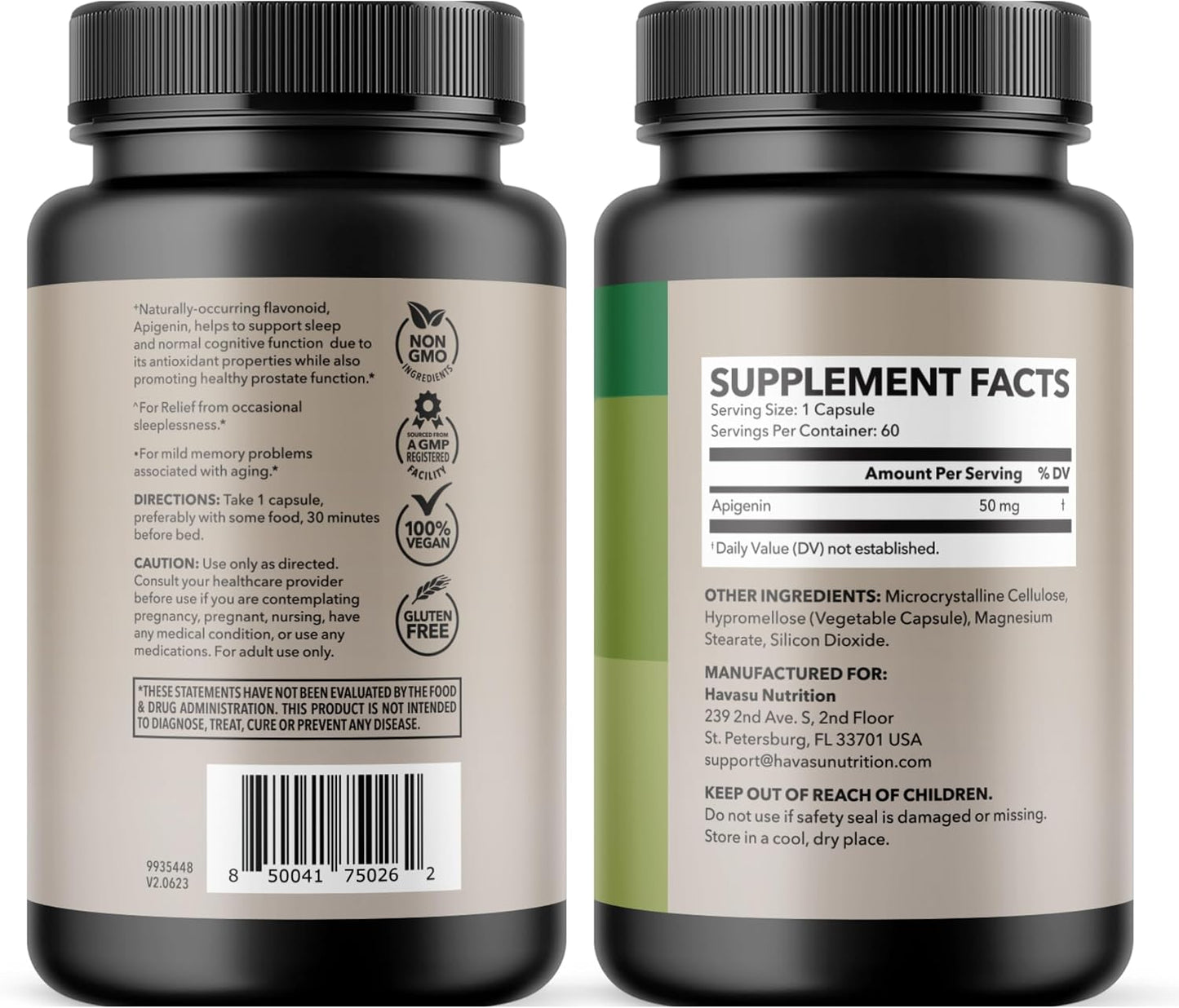 Apigenin Capsules 50mg, 60 Count, Sleep & Cognitive Support Supplement | Melatonin-Free Sleep Support, Chamomile Flavonoid for Relaxation & Cognitive Function, Vegan, Non-GMO, 2-Month Supply Gsupps Australia