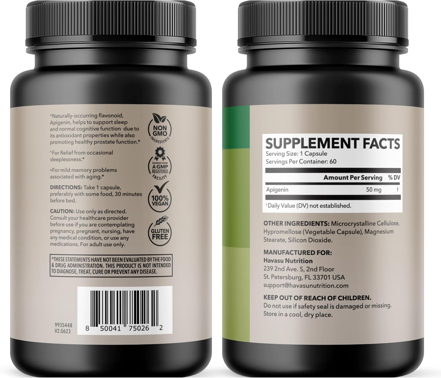 Apigenin Capsules 50mg, 60 Count, Sleep & Cognitive Support Supplement | Melatonin-Free Sleep Support, Chamomile Flavonoid for Relaxation & Cognitive Function, Vegan, Non-GMO, 2-Month Supply Gsupps Australia