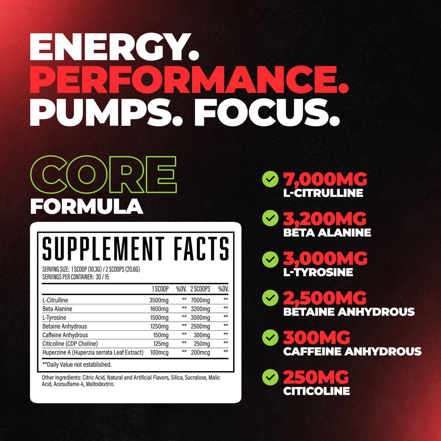 Wrecked Core - All-in-One Pre-Workout Supplement for Men & Women, Increase Energy, Focus & Pumps with L-Citrulline, Beta-Alanine, L-Tyrosine & More (30 Servings) - Blue Raspberry