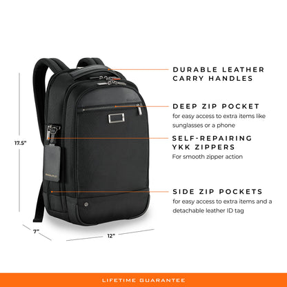 Briggs & Riley Medium Cargo Backpack for Women & Men - Laptop Backpack, For Work & Travel, Lightweight & Durable, Padded Straps, Fits up to 15" Laptop - @work Collection, Black Gsupps Australia