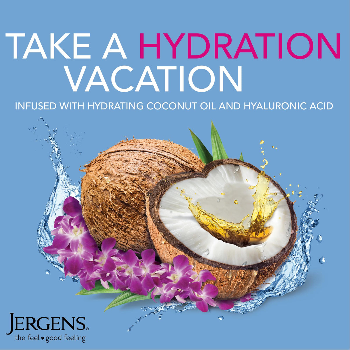 Jergens Wet Skin Body Lotion with Coconut Oil, In Shower Lotion for Dry Skin, Fast-Absorbing, Non-Sticky, Dermatologist Tested, 10 Ounce Jergens