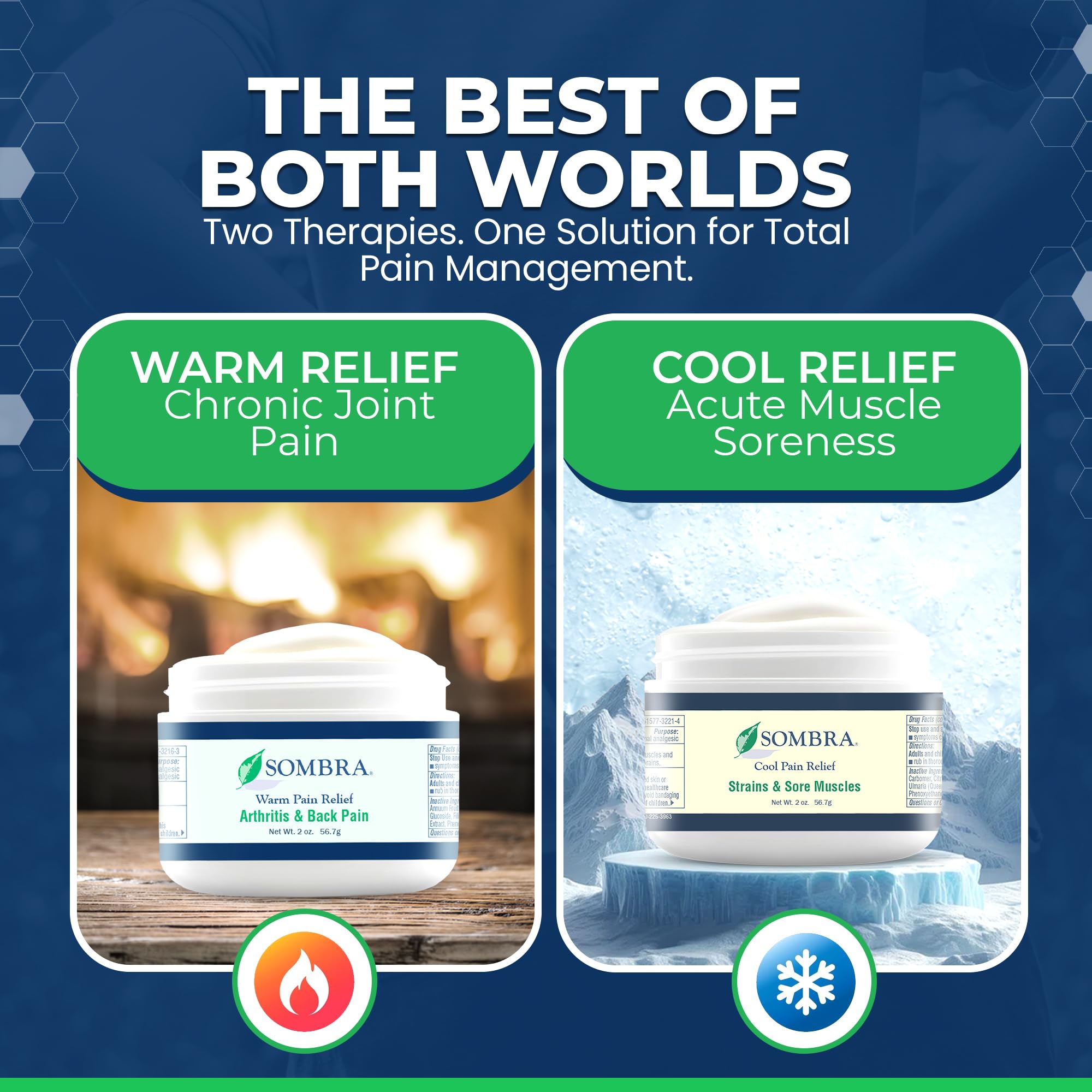 Sombra Warm & Cool Pain Relief Gel, Warm Relief for Arthritis and Chronic Pain Pre-Workout Muscle Rub, Cold for Swelling, Soreness, Post-Workout, Free of Artificial Fragrances, 2oz Per Jar Sombra buy australia supplements