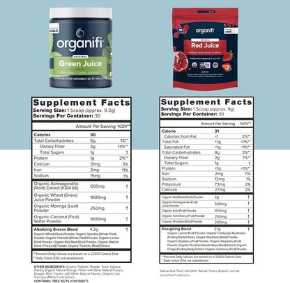 Organifi Green Juice and Red Juice Bundle - 30 Day Supply - Delicious, Refreshing Organic Superfood Supplement Powder With Antioxidants for Energy and Stress Relief Support - No GMO, Gluten, or Soy Gsupps Australia