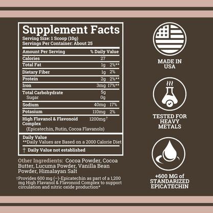Black Forest High Flavanol Cocoa Powder (1200mg Flavanols & Flavonoids Supplements)10X More Flavanols (Epicatechin) Than Cocoa & 600mg of Epicatechin Supplement Black Forest