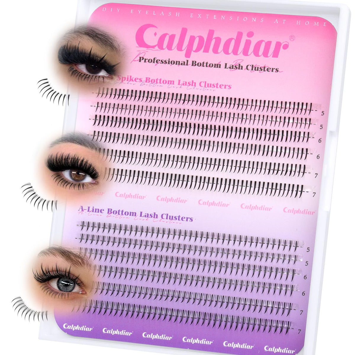 calphdiar Bottom Lashes Extension 552pcs Natural Lower Eyelash Clusters 5-7mm Bottom Lash Clusters 2 Styles Individual Lashes DIY Bottom Cluster Eyelash Extensions calphdiar